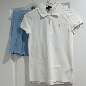 White Polo Shirt and Skirt for Kids